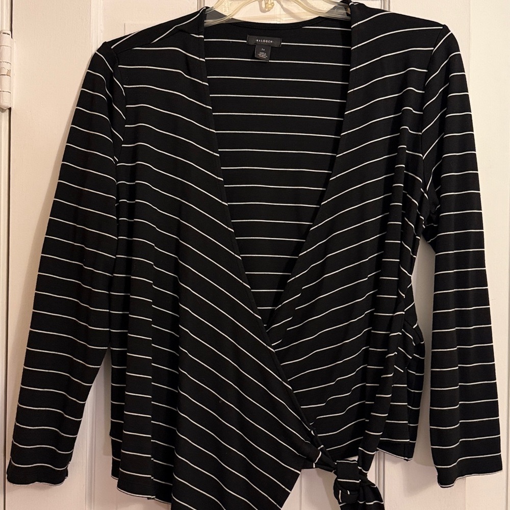 Halogen Black Top with White Stripes